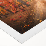 Vibrant rolled canvas artwork showcasing a scenic landscape with winding roads and lush greenery, perfect for home decor. Textured surface enhances visual appeal.