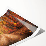 Colorful rolled landscape wall art print showcasing winding roads through lush green hills, ideal for home decor or office inspiration, packaged securely in a cardboard tube.