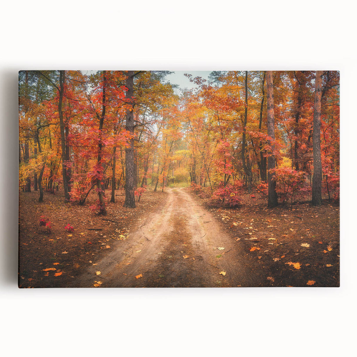 Stretched canvas wall art showcasing a vibrant landscape design with winding roads and lush greenery, perfect for modern home decor. Ideal for adding a touch of nature to any room, this piece offers a captivating focal point with its rich colors and intricate details.