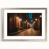 Framed wall art featuring a scenic landscape design with roads, accented by a silver mat, ideal for home decor. The piece showcases tranquil colors and modern aesthetics, enhancing any living space.