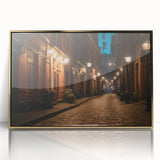 Framed wall art featuring a contemporary landscape design with roads, showcasing vibrant colors and a gold-accented frame, perfect for modern home decor.