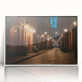 Framed acrylic wall art showcasing a scenic landscape with winding roads, presented in a sleek white frame, perfect for modern home decor. The vibrant colors evoke a sense of adventure and tranquility, enhancing any living space.