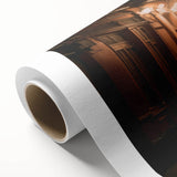 Rolled canvas wall art showcasing a vibrant landscape design with winding roads and lush greenery, elegantly packaged in a protective cardboard tube for safe shipping. Perfect for enhancing home decor with nature-themed aesthetics.