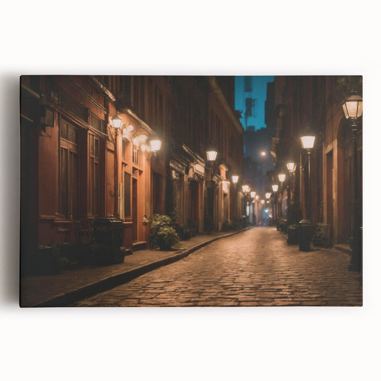 Stretched canvas wall art depicting a serene landscape with winding roads and lush greenery, perfect for enhancing home decor and creating a calming atmosphere.