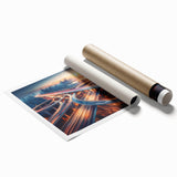 Stunning rolled print showcasing a vibrant landscape of winding roads and lush greenery, perfect for home decor. Ideal for art enthusiasts seeking unique wall art.