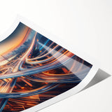 Rolled print of a modern landscape road design featuring vibrant colors and abstract patterns, ideal for home decor, showcasing artistic interpretation of nature.