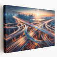 Stretched canvas artwork showcasing a serene landscape road design, featuring vibrant colors and intricate details, perfect for home decor or office ambiance.
