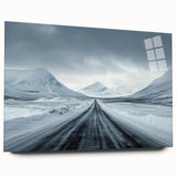 Acrylic glass wall art featuring a scenic landscape design with winding roads, vibrant colors, and a modern aesthetic, perfect for home decor.