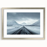 Framed wall art featuring a scenic landscape design with roads and greenery, set in a stylish silver frame with a mat, perfect for home decor.
