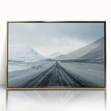 Elegant framed wall art featuring a stunning acrylic landscape design with golden accents, showcasing winding roads through vibrant scenery, perfect for modern home decor.