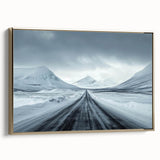 Framed canvas wall art showcasing a scenic landscape with winding roads, highlighted in gold tones, perfect for modern home decor. Ideal for enhancing living spaces.