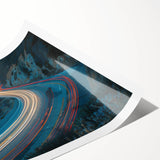 Stunning rolled print of a serene landscape featuring winding roads and lush greenery, ideal for home decor, showcasing vibrant colors and intricate details.