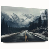 Acrylic glass wall art featuring a scenic landscape design, showcasing a winding road through vibrant green hills, ideal for modern home decor.