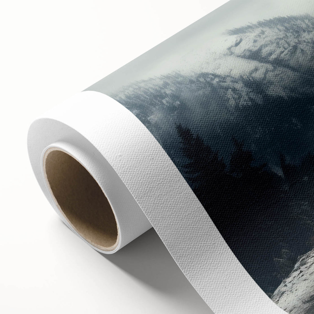 Vibrant rolled canvas artwork showcasing a scenic landscape with winding roads and lush greenery, perfect for home decor or office ambiance, delivered in protective packaging.