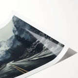 A rolled print showcasing a vibrant landscape road design, featuring lush greenery and a serene sky, packaged securely in a protective tube for wall art enthusiasts.