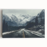 Vibrant stretched canvas wall art showcasing a serene landscape road design, featuring lush greenery and blue skies, ideal for home or office decor.