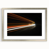 Framed wall art featuring a landscape road design, presented in a silver mat frame, ideal for enhancing home decor with a modern touch.