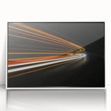 Framed acrylic wall art showcasing a scenic road landscape design in vibrant colors, presented in a sleek white frame for modern decor enhancement.