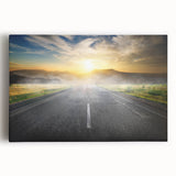Stretched canvas wall art featuring a serene landscape with winding roads and lush greenery, perfect for adding a tranquil touch to any home decor setting.