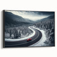 Framed canvas wall art showcasing a stunning landscape with winding roads, featuring vibrant colors and intricate details, perfect for modern home decor.