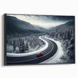 Framed canvas wall art showcasing a stunning landscape with winding roads, featuring vibrant colors and intricate details, perfect for modern home decor.