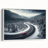 Framed canvas wall art showcasing a serene landscape with winding roads, featuring soft pastel colors and a white frame, perfect for home decor.