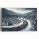 Stretched canvas art depicting a serene landscape with winding roads, vibrant greens, and soft blue skies, perfect for adding a calming touch to any interior decor.