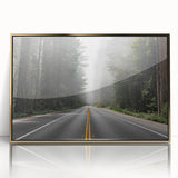Framed acrylic wall art showcasing a stunning landscape road design with gold accents, perfect for enhancing modern home decor and adding a touch of elegance.