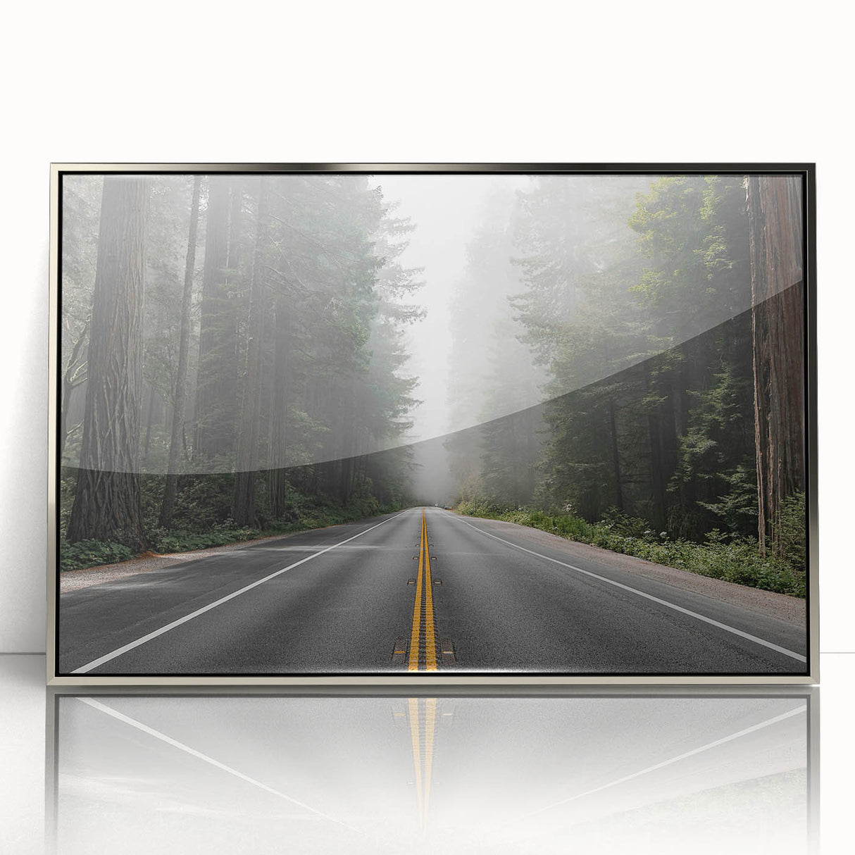 Framed acrylic wall art depicting a scenic landscape with winding roads, featuring vibrant colors and a modern design, perfect for enhancing home decor.
