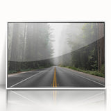 Framed acrylic wall art featuring a serene landscape with winding roads, set against a soft blue sky and lush greenery, perfect for home decor.