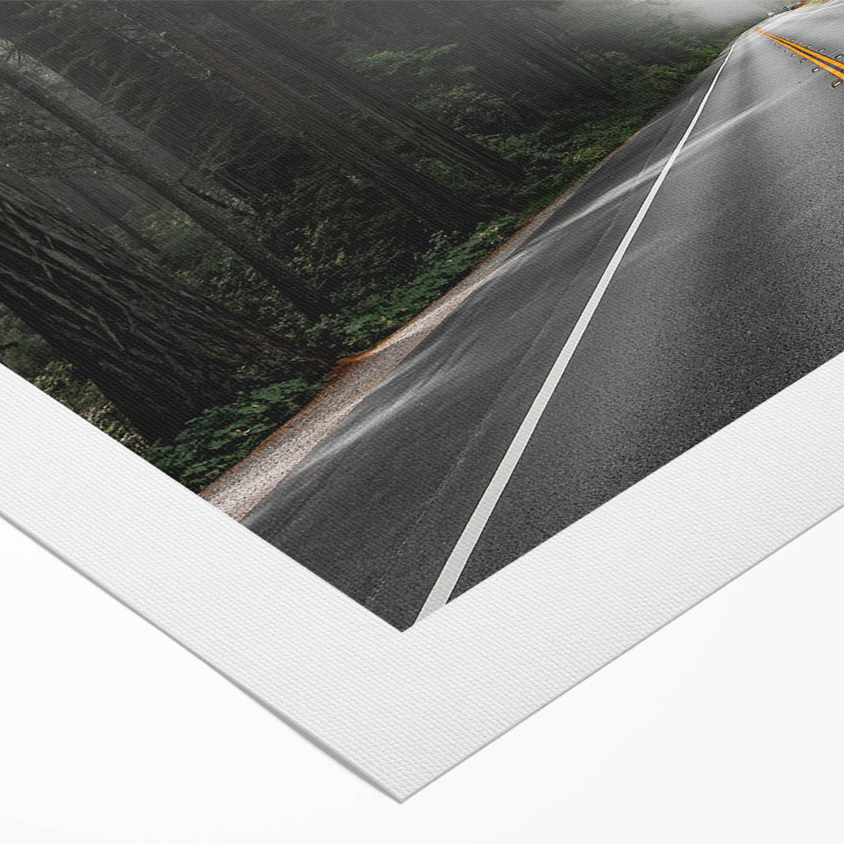 Rolled canvas artwork showcasing a vibrant landscape road design, featuring rich colors and intricate details, perfect for modern home decor.