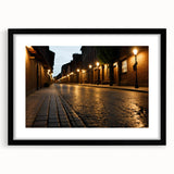 Framed wall art featuring a serene landscape design with winding roads, presented in a sleek black frame, ideal for modern home decor and aesthetic enhancement.