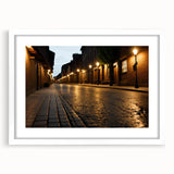 Framed wall art featuring a serene landscape with winding roads, set in a white mat, perfect for enhancing home decor and creating a calming atmosphere.