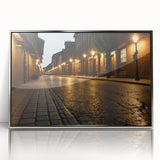 Framed acrylic wall art featuring a modern landscape design with winding roads and vibrant colors, showcasing a contemporary aesthetic for home decor.