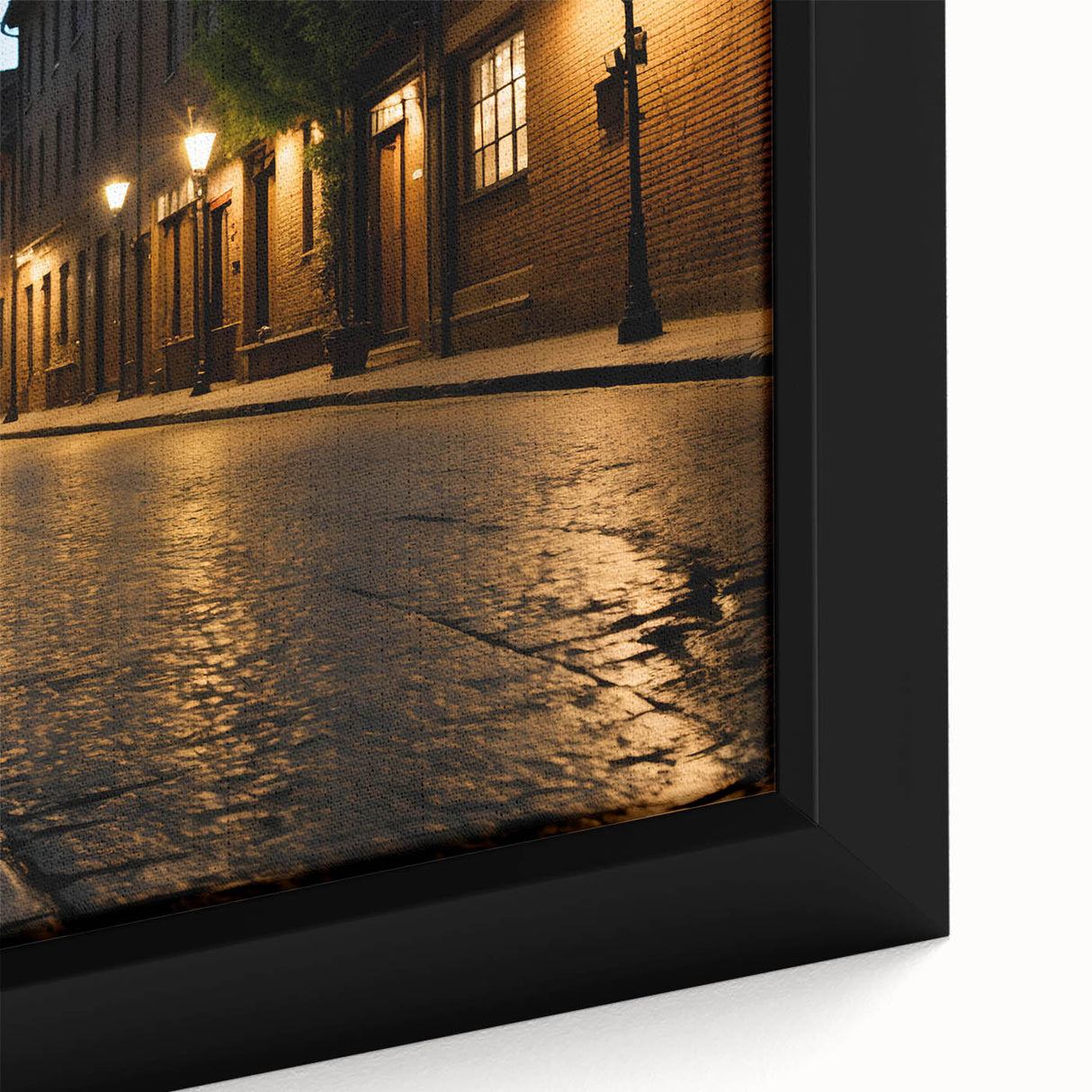 Framed canvas wall art showcasing an abstract landscape design with vibrant colors and intricate details, perfect for modern home decor. The artwork emphasizes depth and perspective, enhancing any interior space's aesthetic appeal.