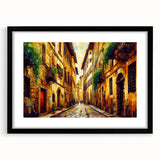 Framed wall art showcasing a scenic landscape road design, featuring a sleek black frame and matting, ideal for modern home decor and interior styling.