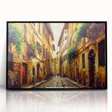 Framed acrylic wall art showcasing a scenic landscape with winding roads, featuring a sleek black frame, perfect for modern home decor and enhancing living spaces.