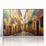 Framed acrylic wall art showcasing a serene landscape road design, featuring vibrant colors and intricate details, ideal for modern home decor.