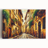 Stretched canvas wall art featuring a scenic landscape with winding roads, vibrant colors, and a serene atmosphere, ideal for home decor and aesthetic enhancement.