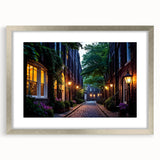 Framed wall art featuring a serene landscape scene with winding roads, presented in a silver frame with a mat, enhancing any modern home decor.