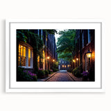 Framed wall art showcasing a serene landscape with winding roads, set in a sleek white mat and frame, perfect for enhancing home decor aesthetics.