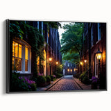 Framed canvas wall art showcasing a modern landscape design with winding roads, presented in a sleek black frame, adding sophistication to any decor.