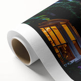 Rolled canvas showcasing a vibrant landscape road design, featuring lush greenery and a winding path, ideal for home decor. Packaged securely for protection.