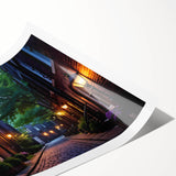 Vibrant rolled print showcasing a scenic road landscape design, featuring lush greenery and a blue sky, ideal for modern home decor. Packaged securely for easy display.