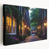 Stretched canvas wall art featuring a serene landscape with winding roads and vibrant greenery, perfect for home decor, showcasing detailed textures and colors.