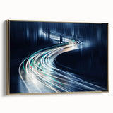 Framed wall art design showcasing a serene landscape road scene with golden accents, perfect for modern home decor. Ideal for adding elegance to living spaces.
