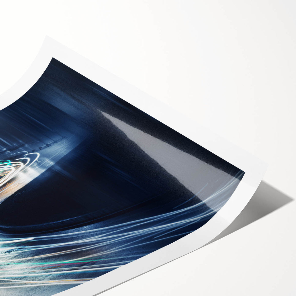 Rolled print showcasing a stunning landscape road design with vibrant colors and intricate details, ideal for home decor or artistic interior design projects.