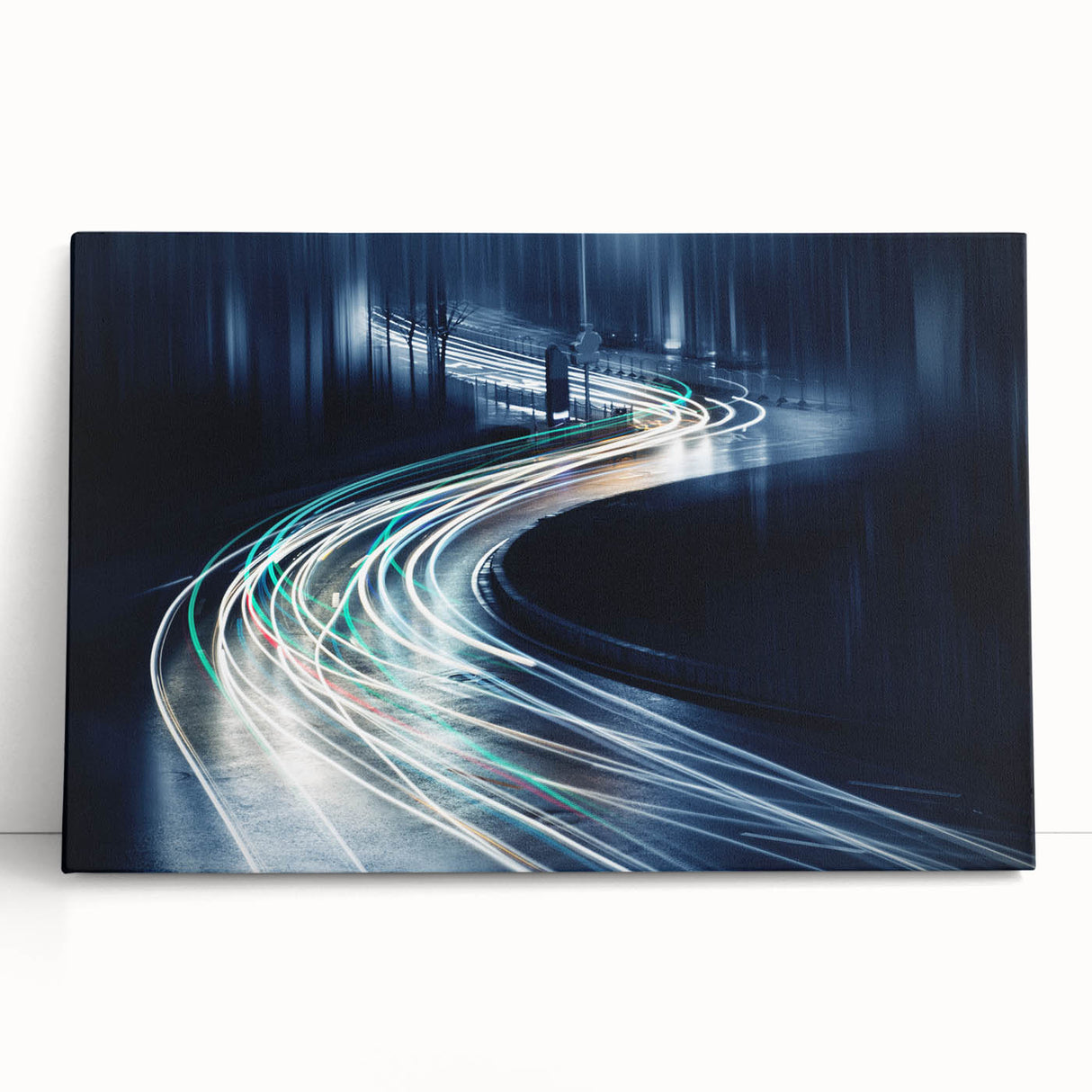 Stretched canvas wall art featuring a vibrant landscape design with winding roads and lush greenery, perfect for home decor. Ideal for adding a colorful touch to living spaces.