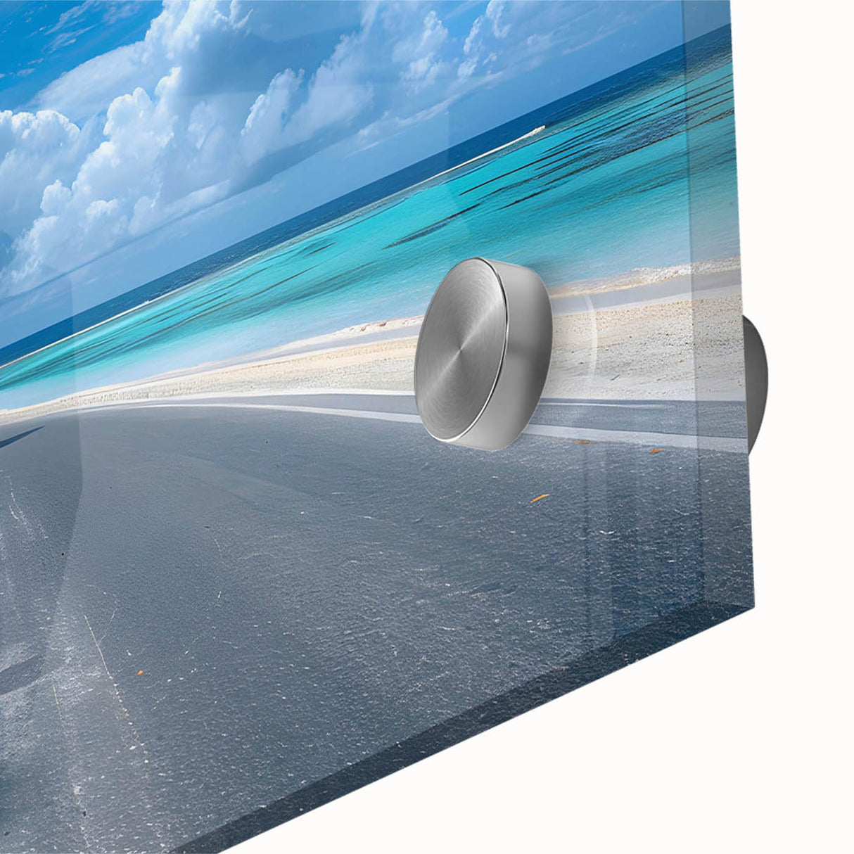 Close-up of a vibrant acrylic glass wall art piece showcasing a modern landscape design with intricate road patterns, ideal for contemporary home decor. This striking artwork highlights vivid colors and textures, perfect for enhancing interior aesthetics.