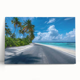 Stretched canvas wall art showcasing a serene landscape road design, featuring vibrant colors and intricate details, perfect for home decor or office ambiance.